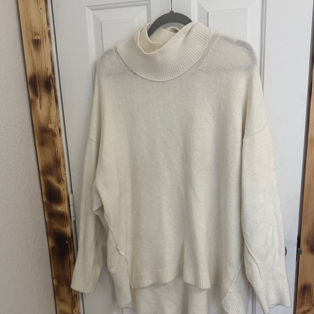 Free People Cream Cowl Neck Sweater